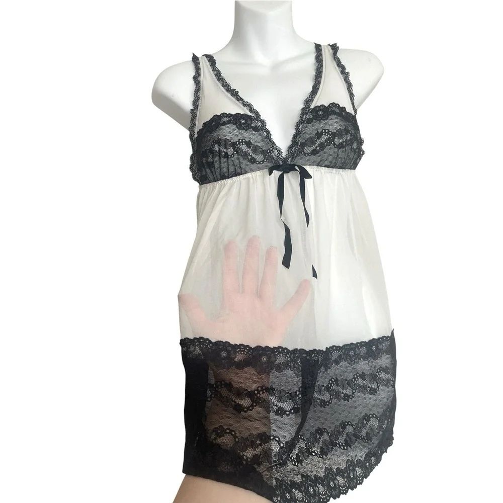 NWT Victoria's Secret Y2K Lace Babydoll Chemise Nightgown Sheer Romantic Sz M